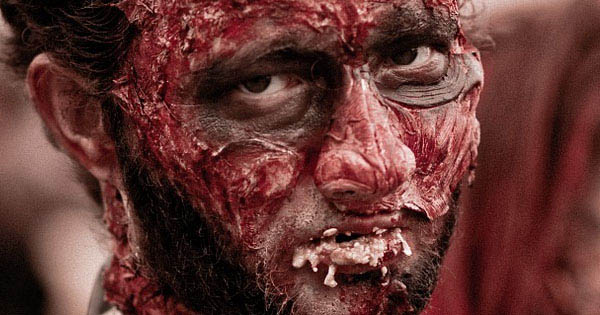 Person struggling to survive on the first day of zombie apocalypse