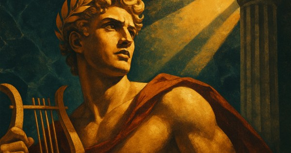 Radiant Apollo Greek god of sun music and poetry illustration