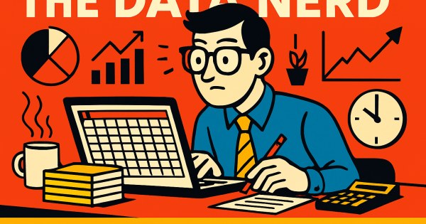 Data nerd manager analyzing charts and spreadsheets at their desk