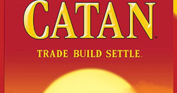 Colorful Catan board with hexagonal resource tiles and settlements
